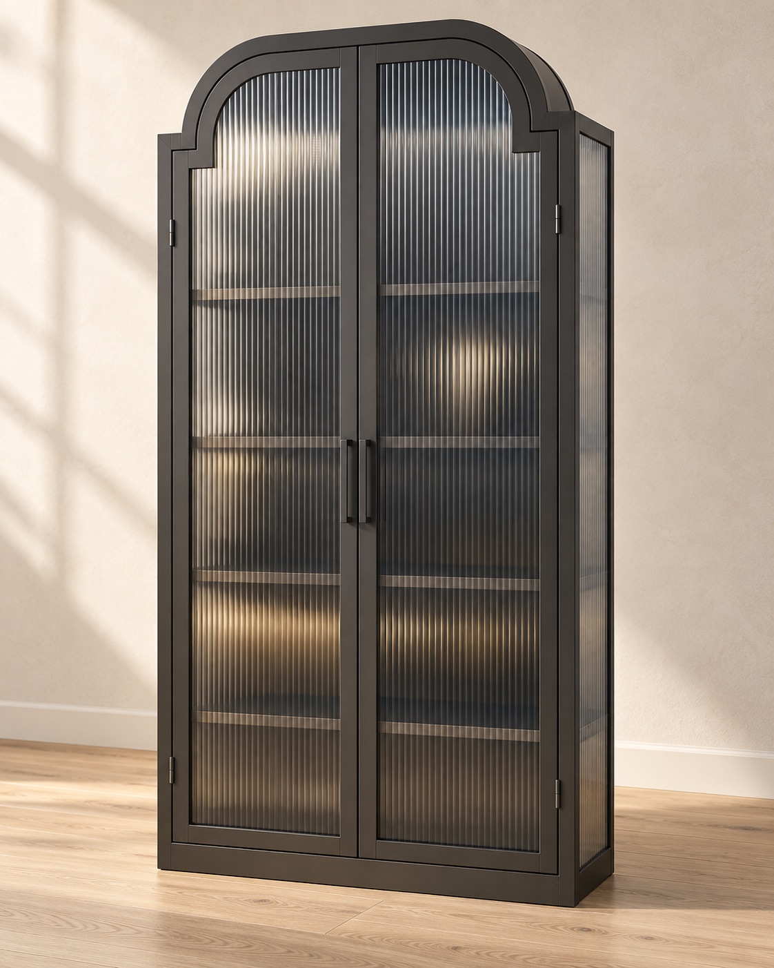 Tall Reeded-Glass Display Cabinet — hero