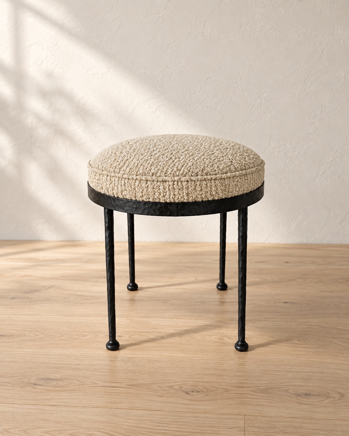 Boucle Upholstered Side Stool — hero