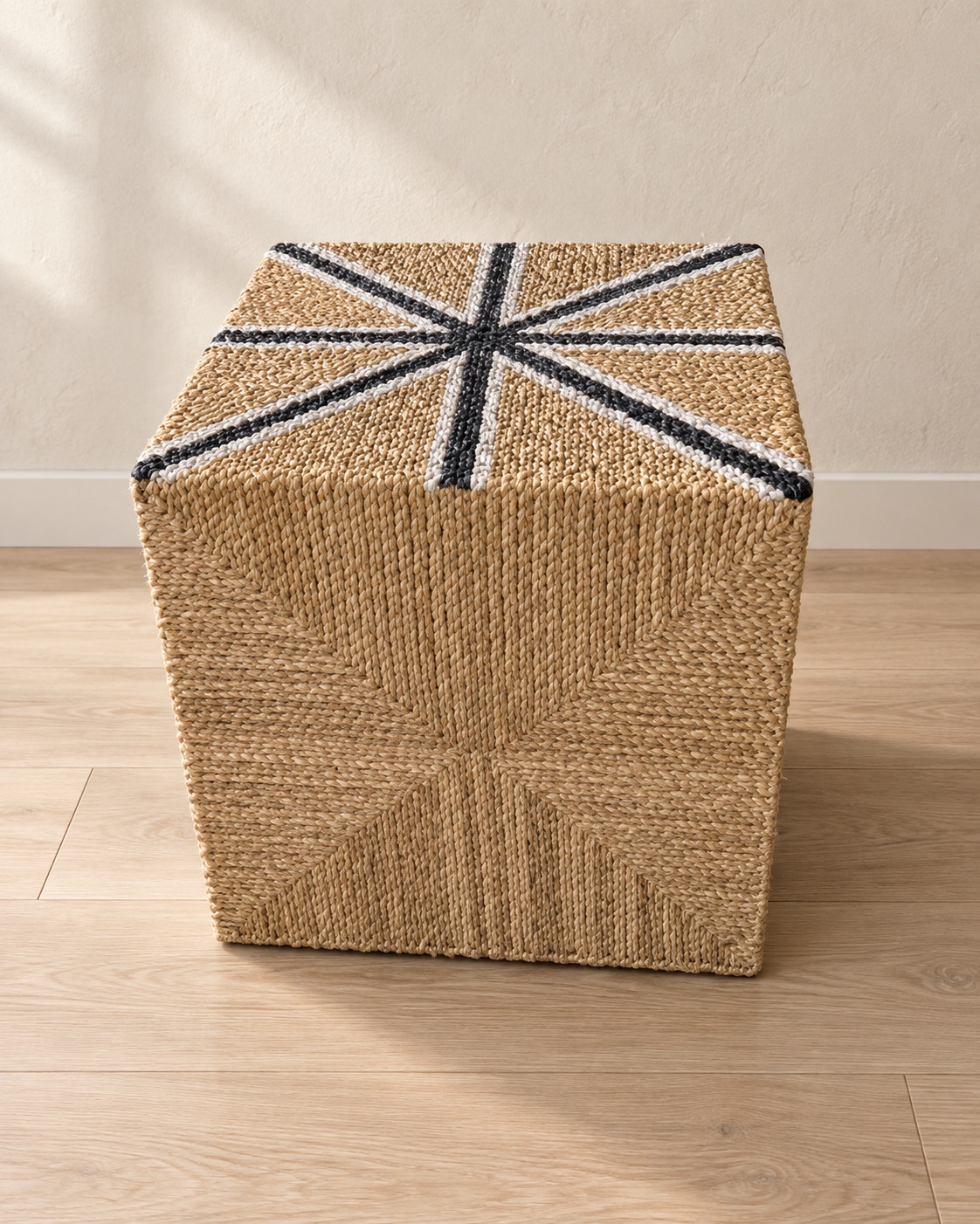 Handwoven Graphic Cube Side Table — hero
